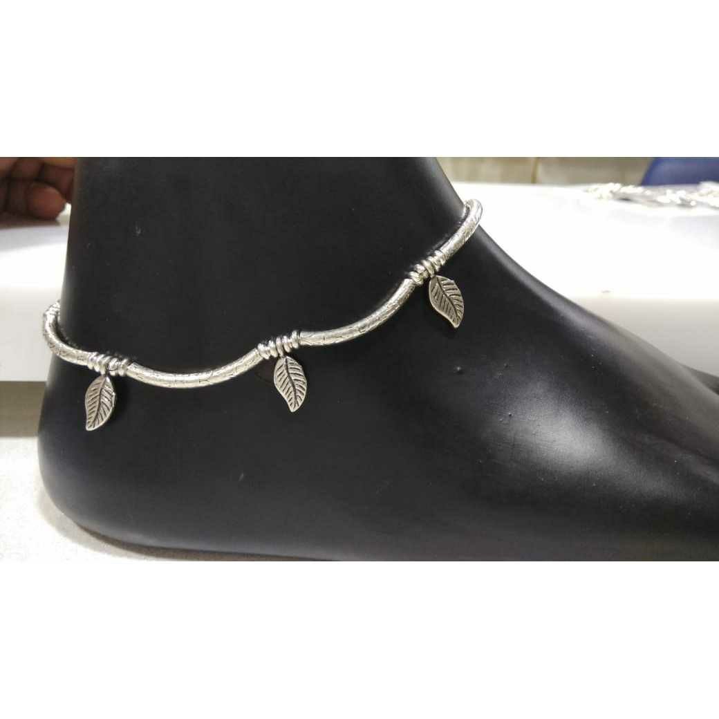 92.5 Sterling Silver Leaf Pis Oxodize Payal(Anklet) Ms-3443