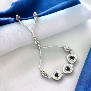 925 Silver Heart Shape Colorstone Bracelet by 