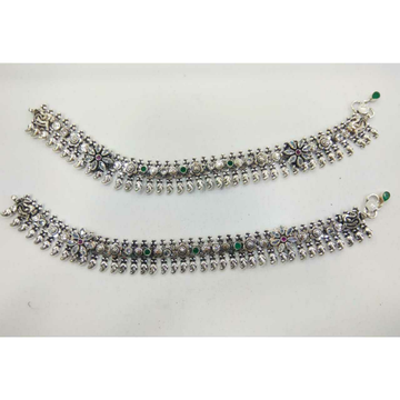 92.5 Sterling Silver Jaipuri Payal(Anklet) Ms-3754 by 