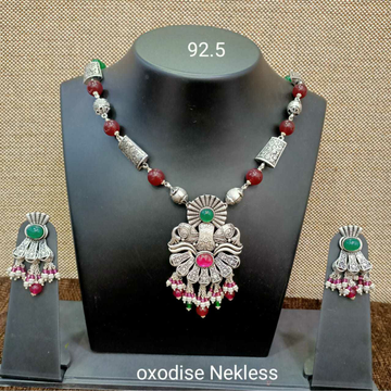 92.5 Sterling Silver Rajkoti Necklace Set Ms-3625 by 