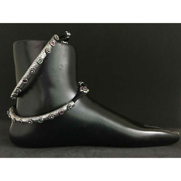 92.5 Sterling Silver Thread Whit Kada Anklet(Payal... by 
