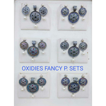 92.5 Sterling Silver Oxodize Fancy Pendant Set Ms-... by 