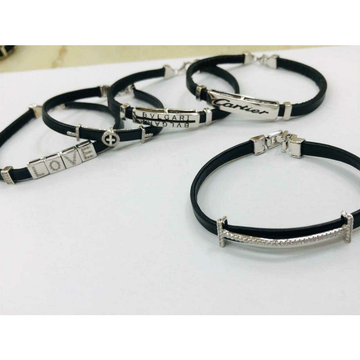 92.5 Sterling Silver Rubber Lock Kada Bracelet Ms-... by 