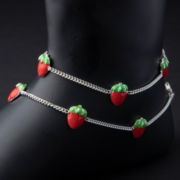 Silver Strawberry Design Anklets by 