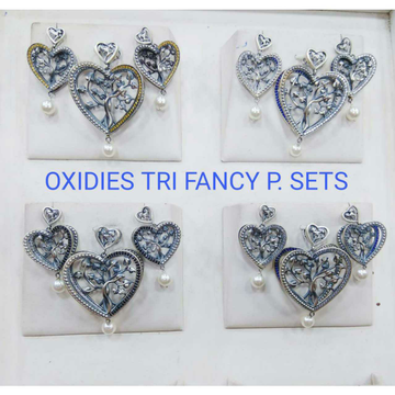 92.5 Sterling Silver Heart Shape Oxodize Tri Fancy... by 
