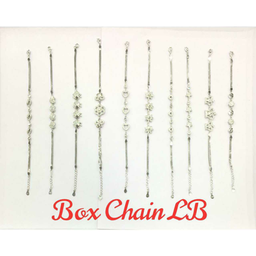 92.5 Sterling Silver Box Chain Adjustable Ladies B... by 
