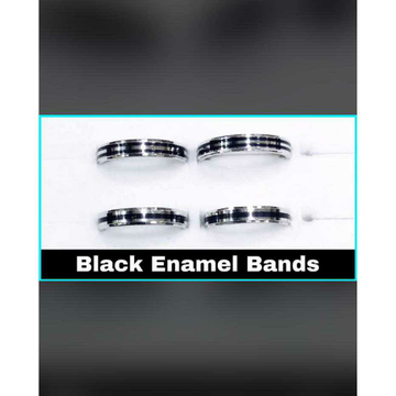 92.5 Sterling Silver Black Enamel Bands(Hand Finge... by 
