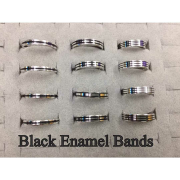 92.5 Sterling Silver Black Enamel Bands(Hand Kayda... by 