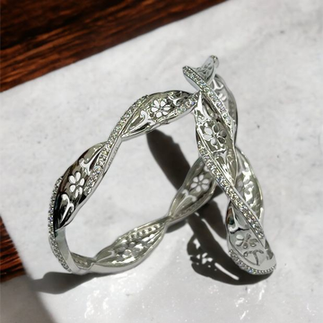 Silver Designer Rhodium Bangles by 