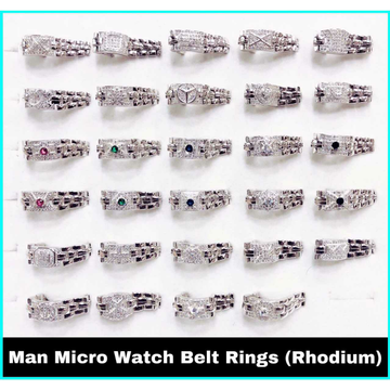 92.5 Sterling Silver Man Micro Watch Belt Ring(Rod... by 