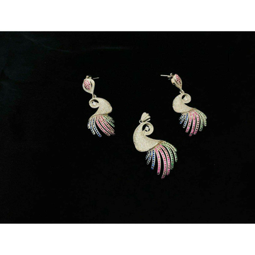 92.5 Sterling Silver Peacock Style Pendant Set Ms-... by 