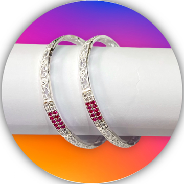 925 Silver Dazzling Colorful Bangle MSMB05 by 