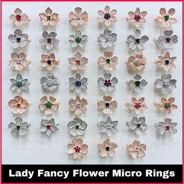 92.5 Sterling Silver Lady Fancy Flower Micro Ring... by 