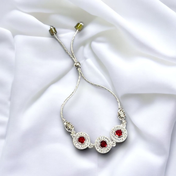 925 Silver Red Stone Round shape Bracelet by 