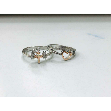 92.5 Sterling Silver Tree Designed 2(Two) Tone Rin... by 