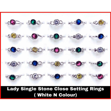92.5 Sterling Silver Lady Single Stone Close Sitti... by 