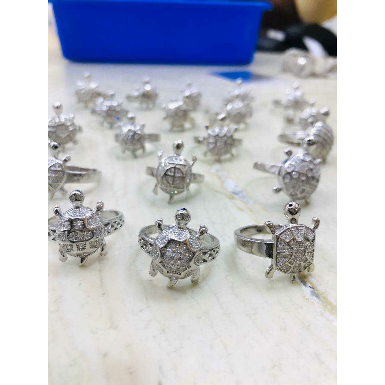 92.5 Sterling Silver Full Micro White Dimond Tortoise(Kachua,Kachba) Ring Ms-2732