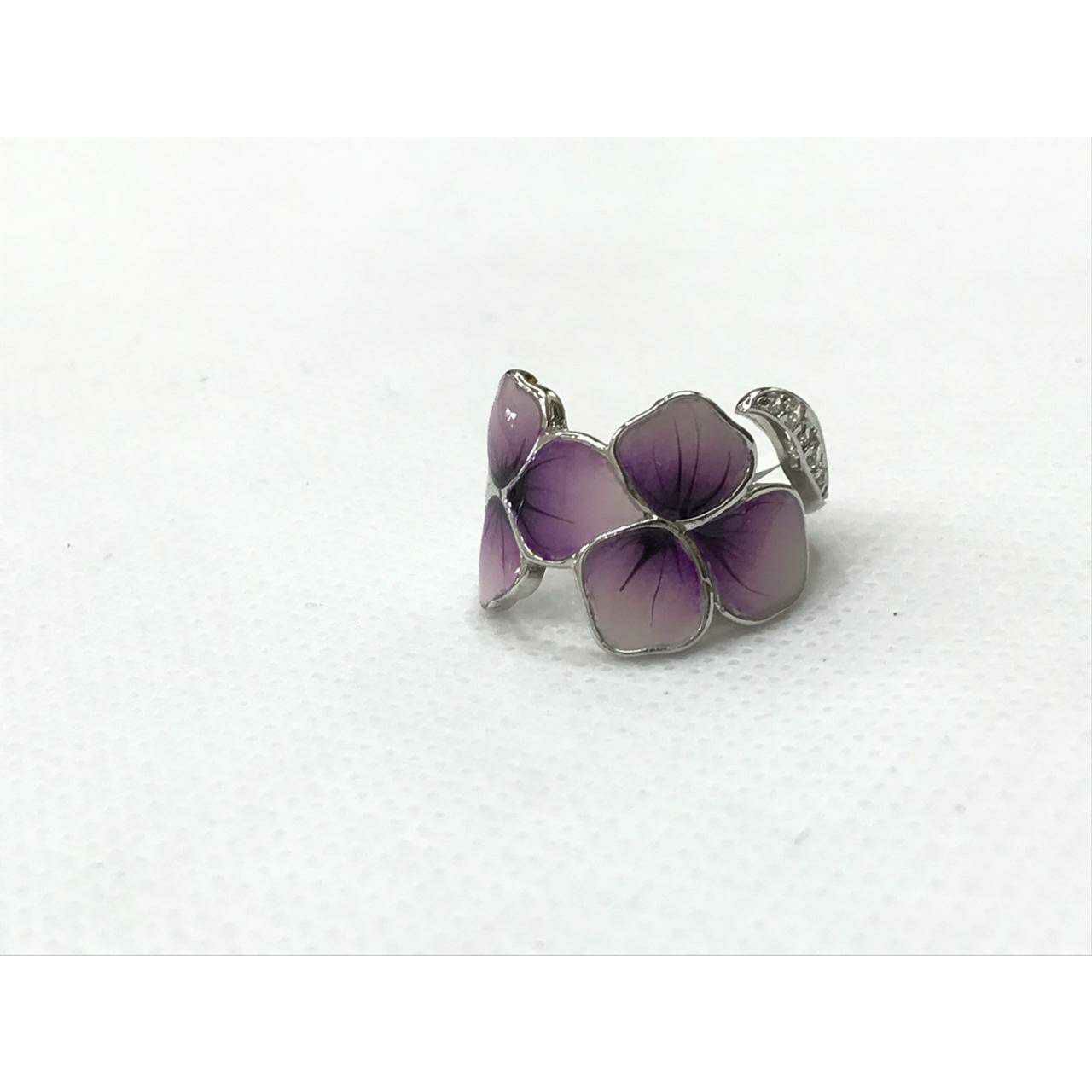 92.5 Sterling Silver Purple Coloue Flower Ring Ms-3038
