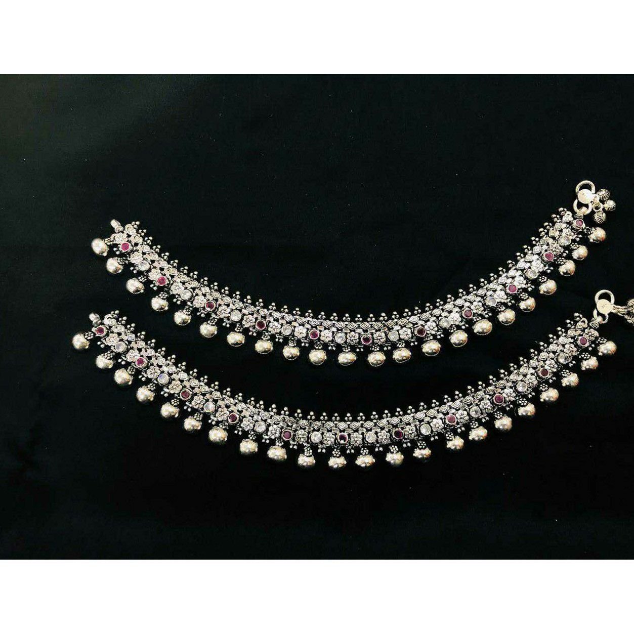 92.5 Sterling Silver Full Oxodize Anklet(Payal) Ms-3862
