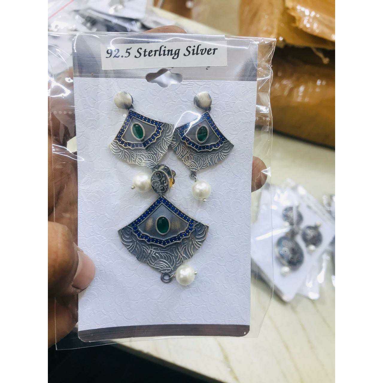 92.5 Sterling Silver Overseas Pendant Set Ms-3251