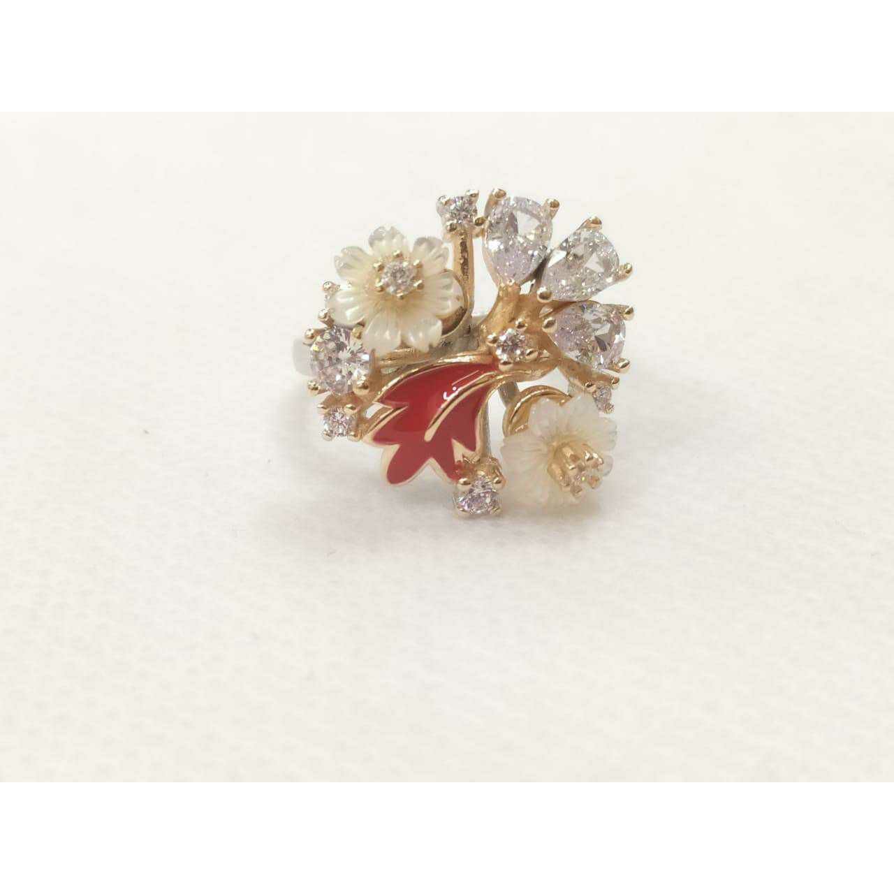 92.5 Sterling Silver Rose Gold Plastic Mina Mico Sitting Dimond Ring Ms-2634