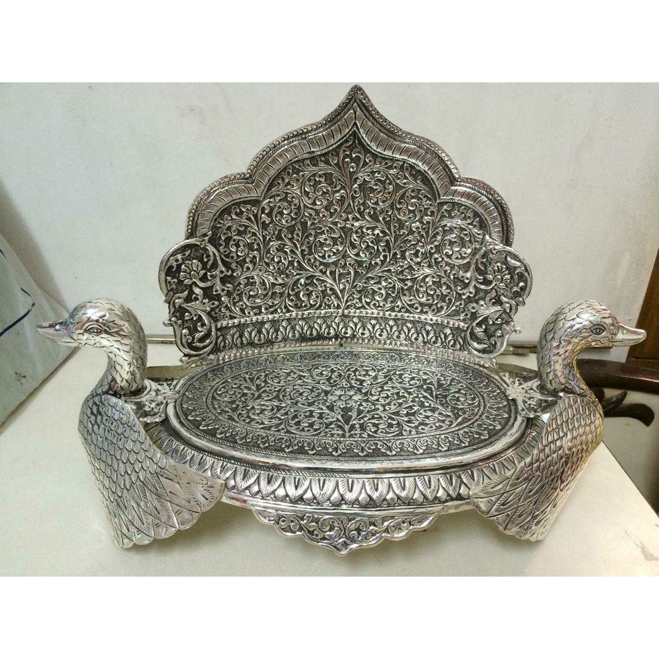 Mandir Jain Derasar Antique Handmade Finish Full Oxodize Cholel Nakshi Peacock(Mor) Sihasan Ms-1311