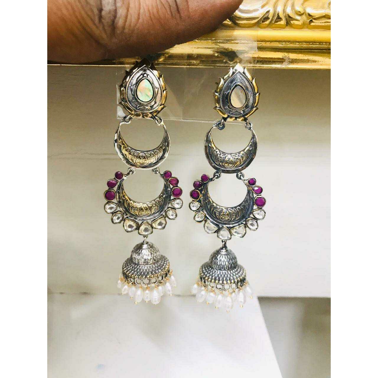 92.5 Sterling Silber Long Jummer Earring Ms-2627