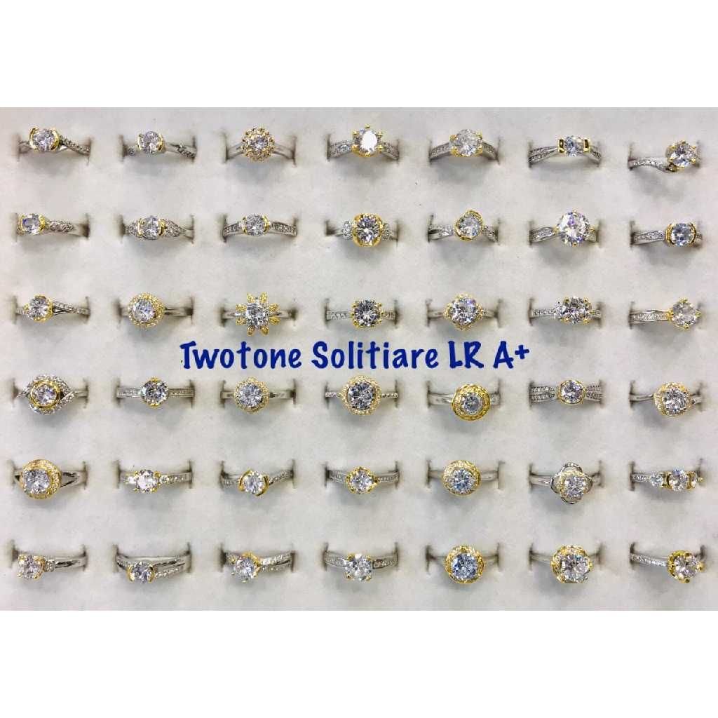 92.5 Sterling Silver Two Tone Solitiare Ring