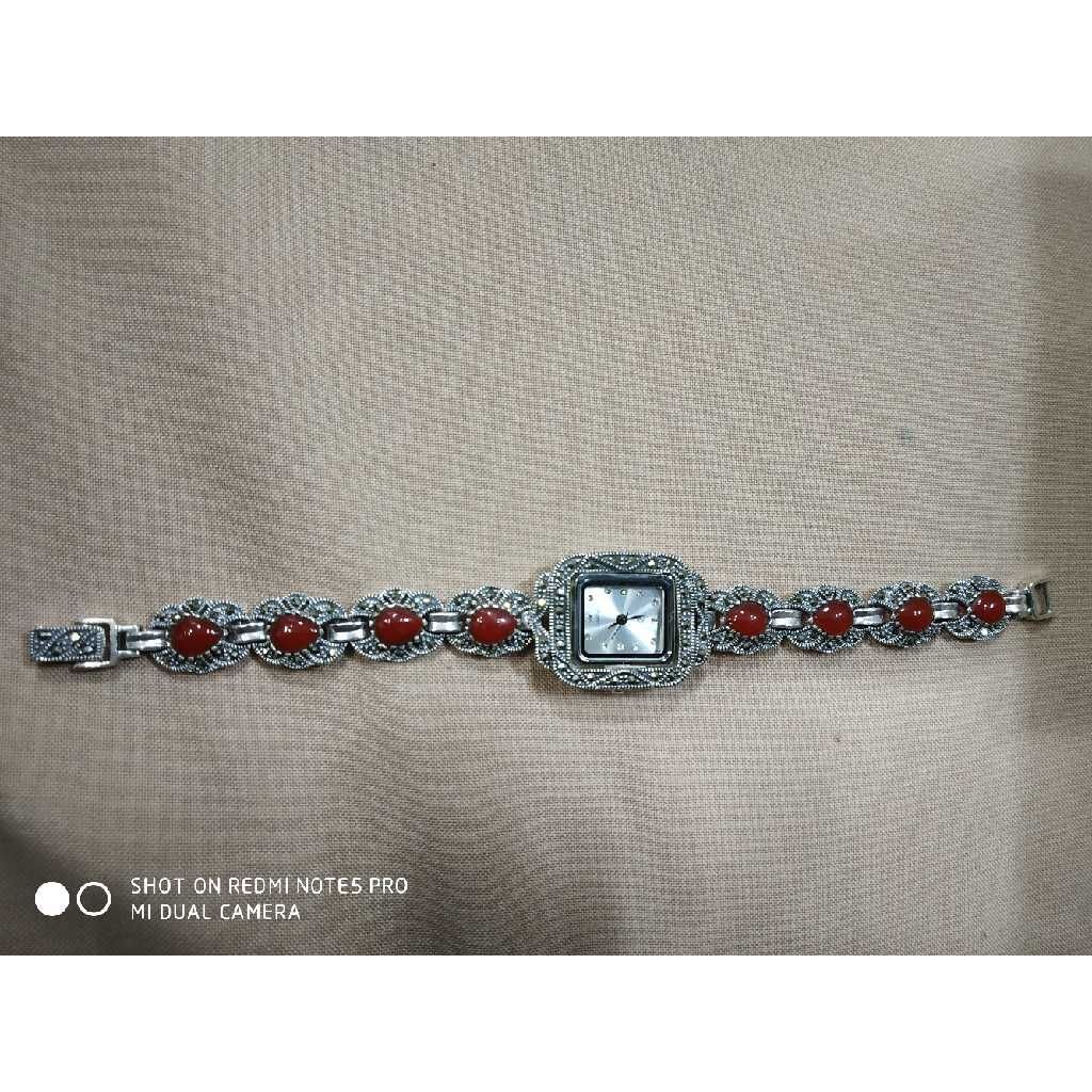 92.5 sterling silver antique red diamond watch MS-W013