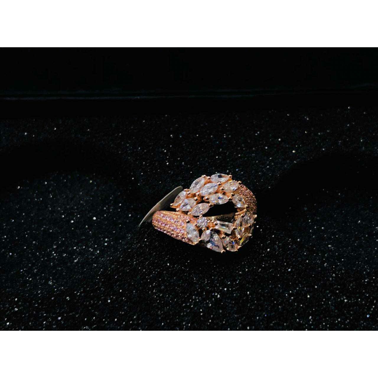 92.5 Sterling Silver Rose Gold Antique Look Ring Ms-3797