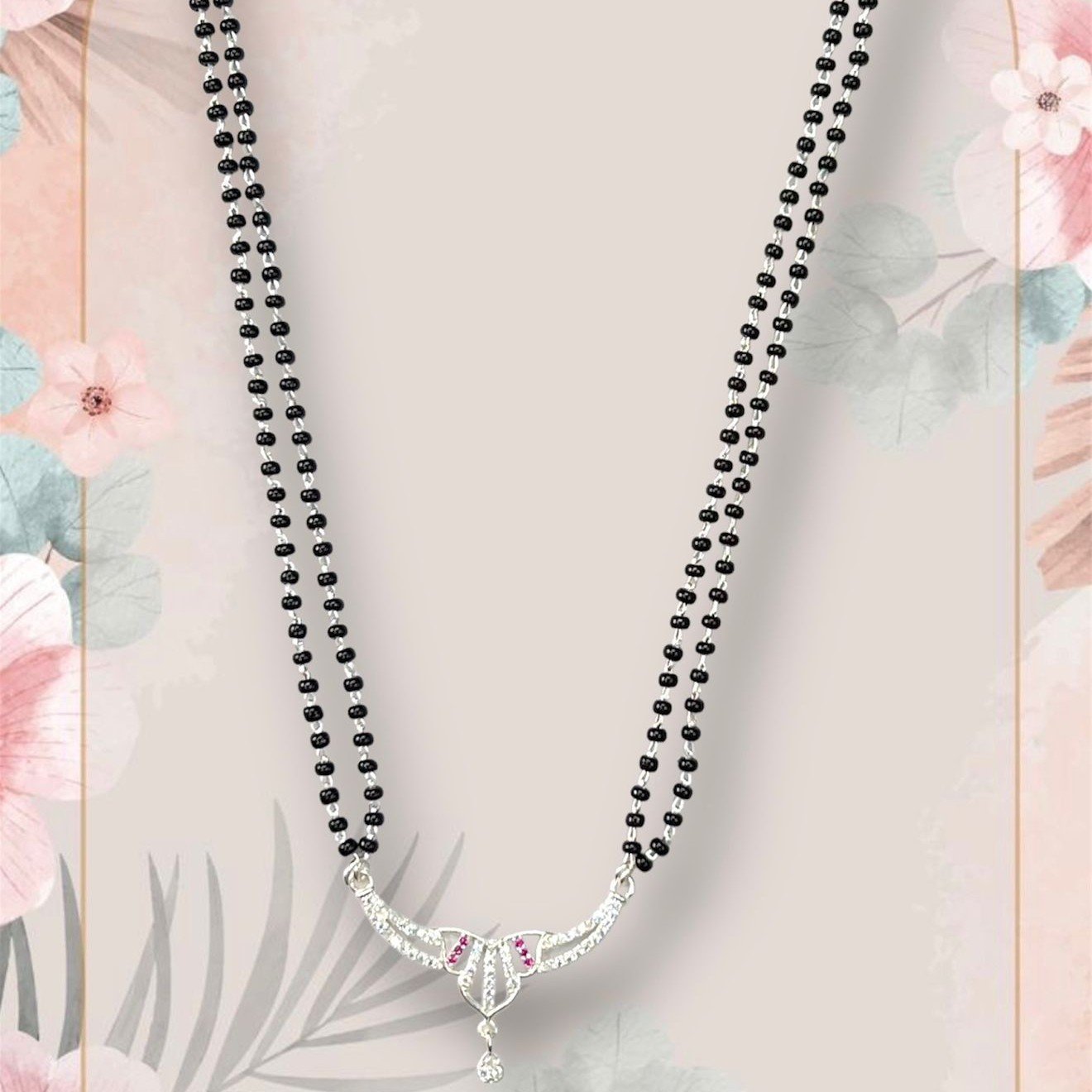 925 Silver Micro Diamond Double Line Mangalsutra