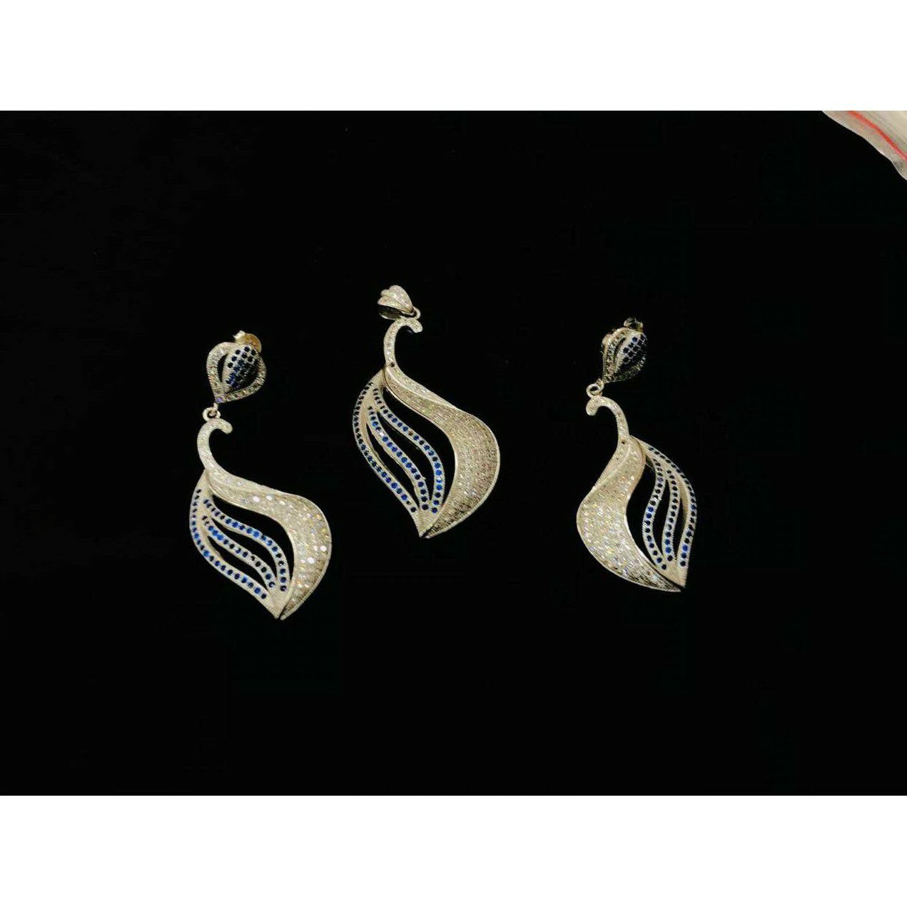 92.5 Sterling Silver Peacock Polish Pendant Set Ms-3839