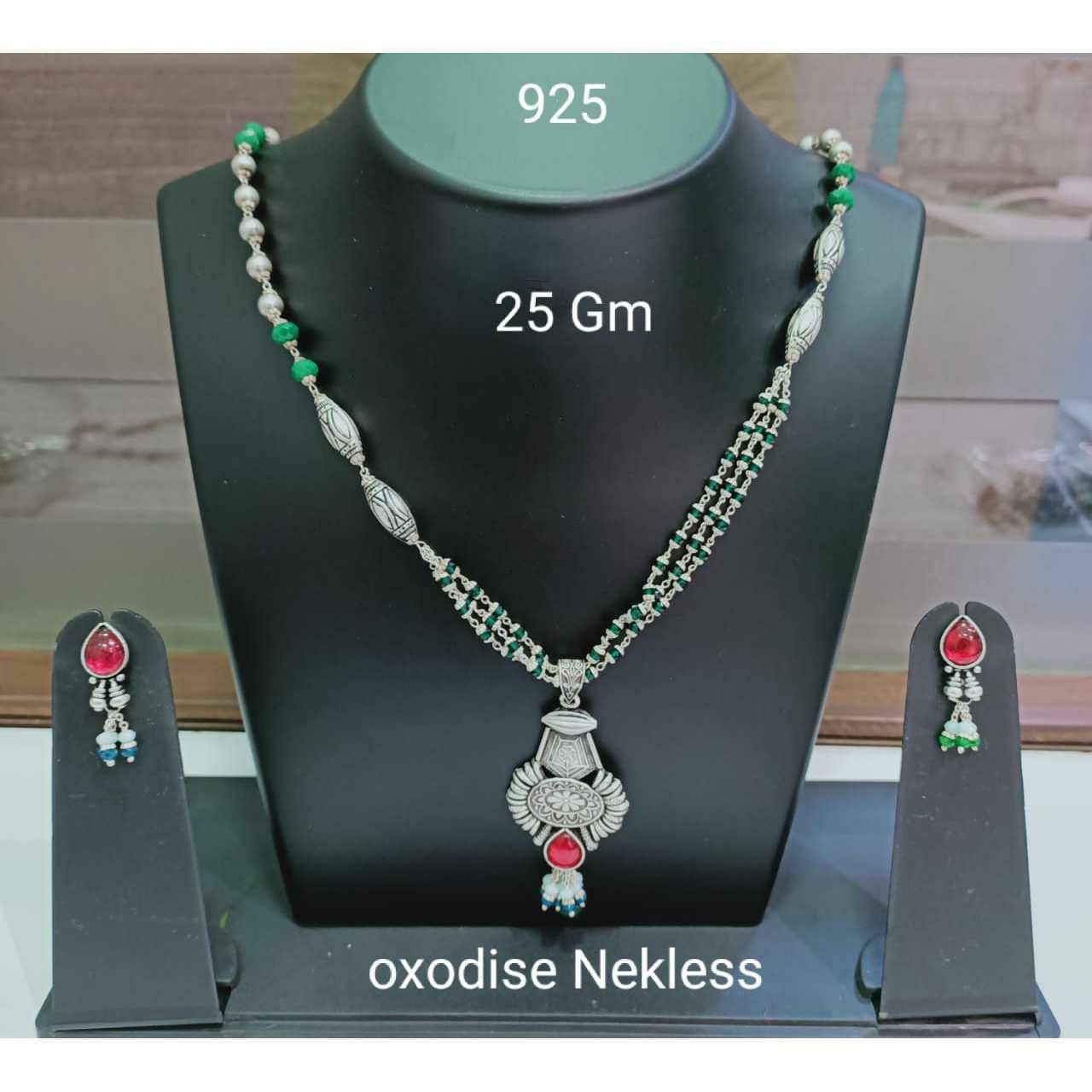 92.5 Sterling Silver Oxodize Necklace Set Ms-3612