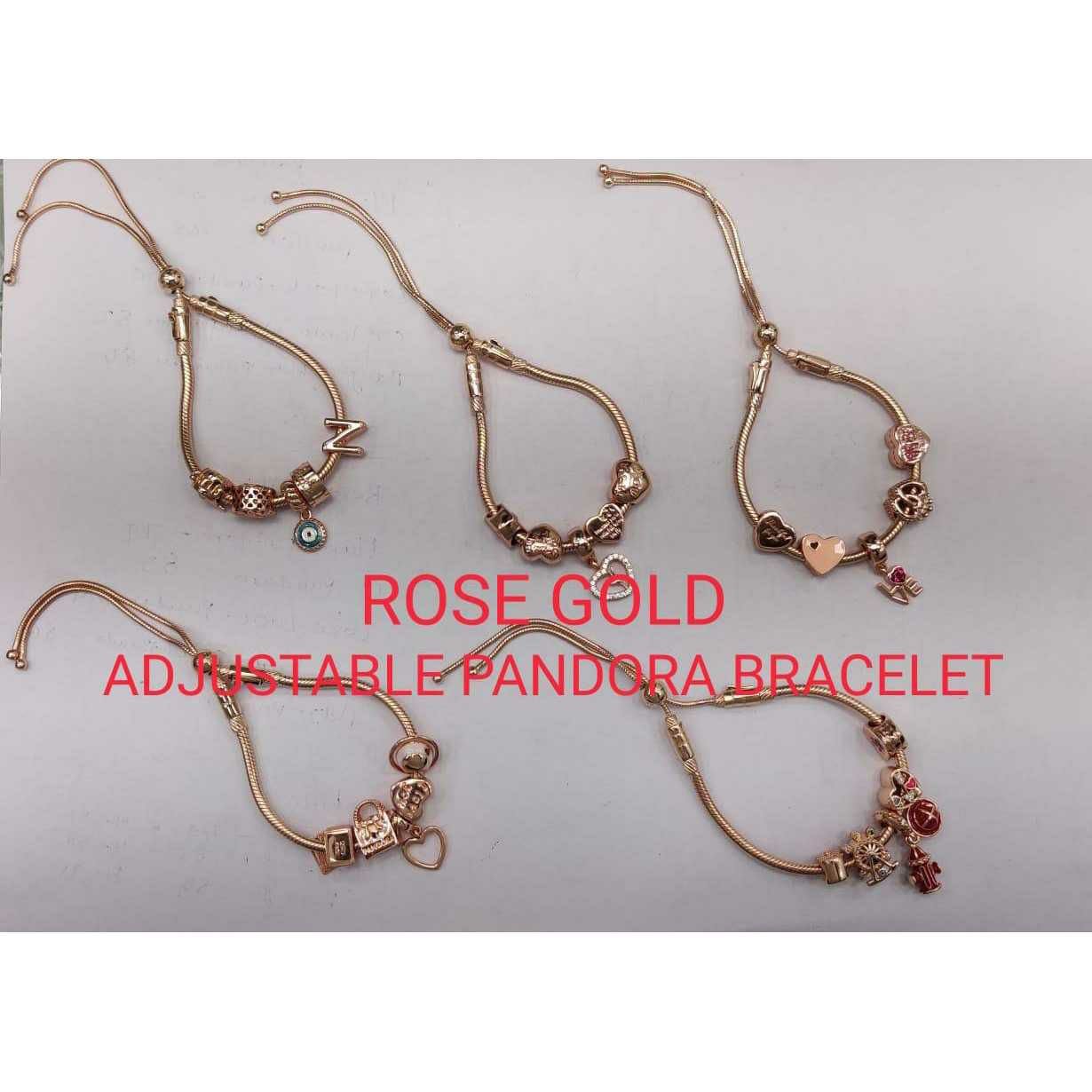 Buy quality 92.5 Sterling Silver Rose Gold Adjustable Pandora Bracelet Ms 2753 in Rajkot
