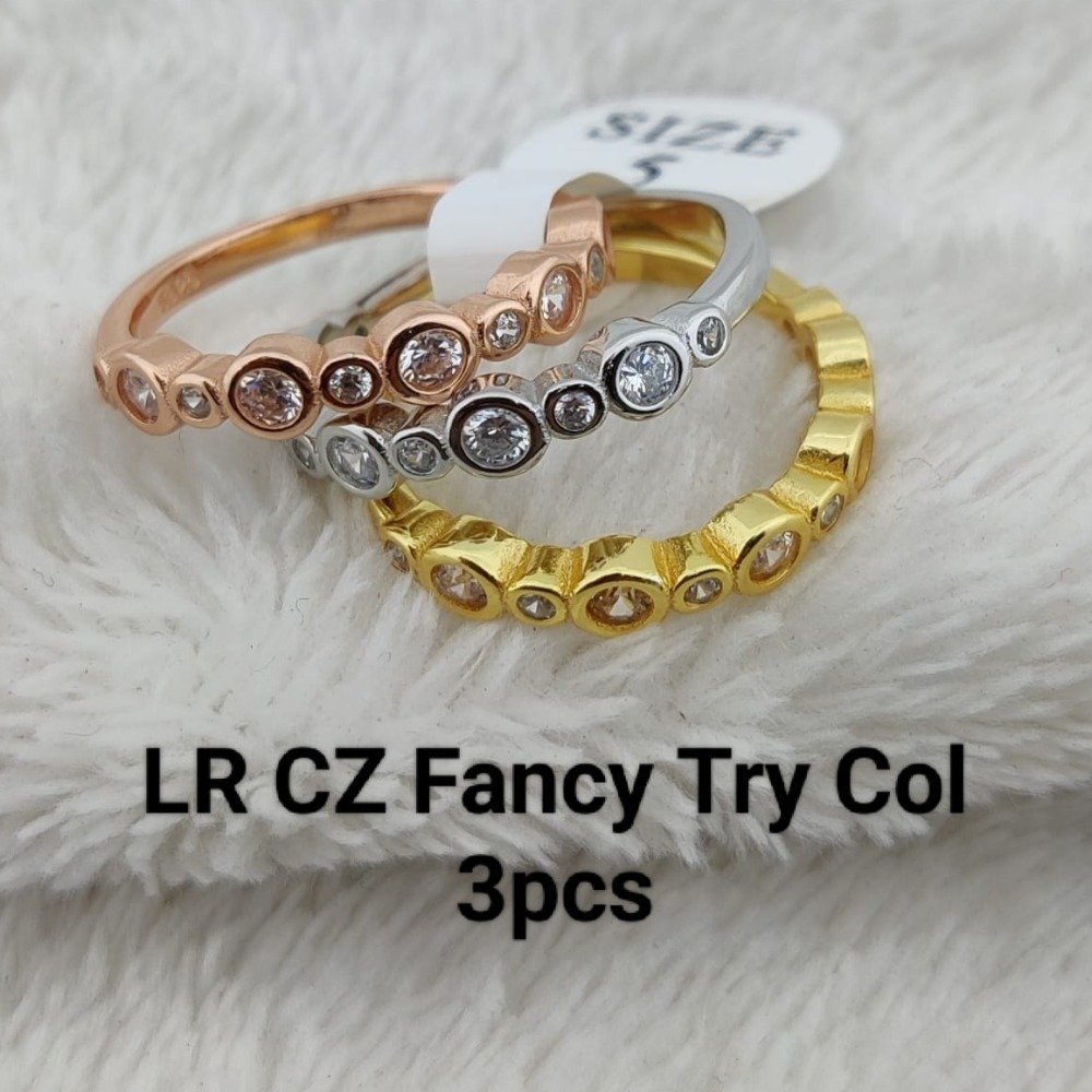 Silver CZ Fancy Try Color Ring