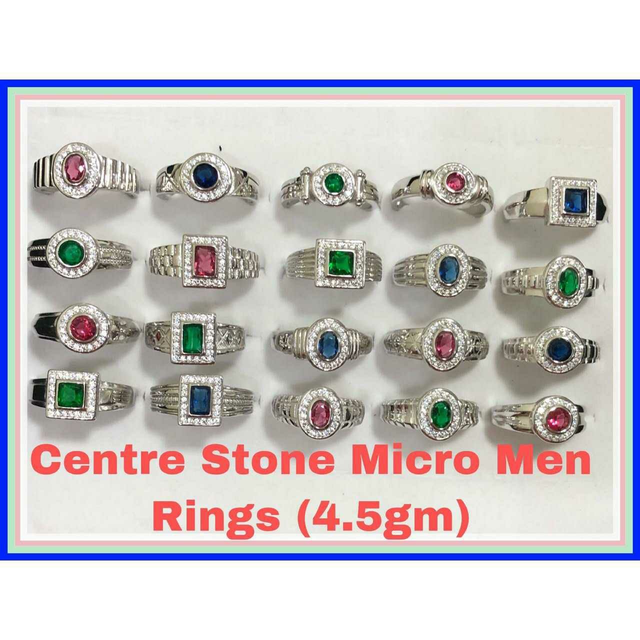 92.5 Sterling Silver Centre Stone Micro Men Ring Ms-2921
