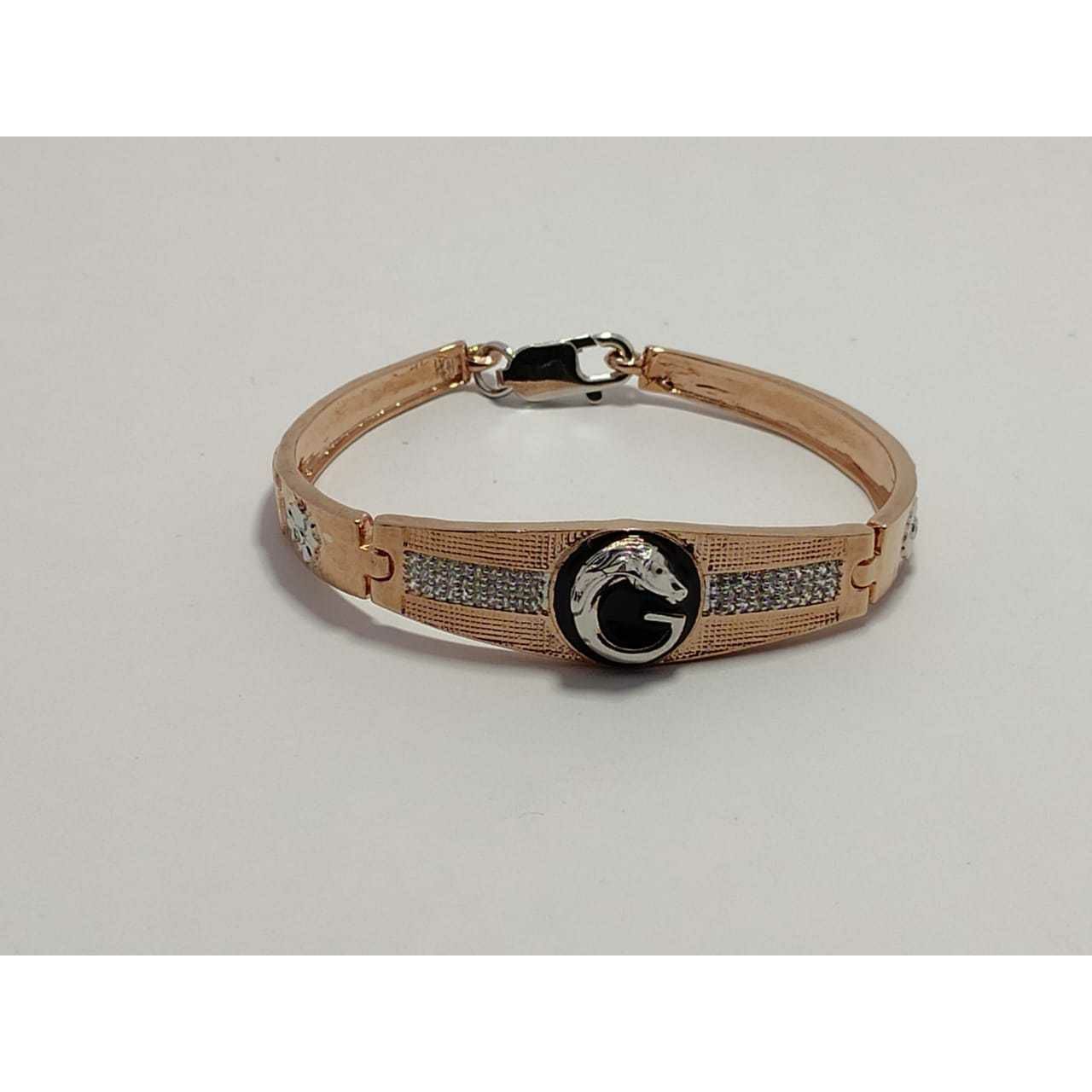 92.5 Sterling Silver Rose Gold G Shape Kada Ms-3892