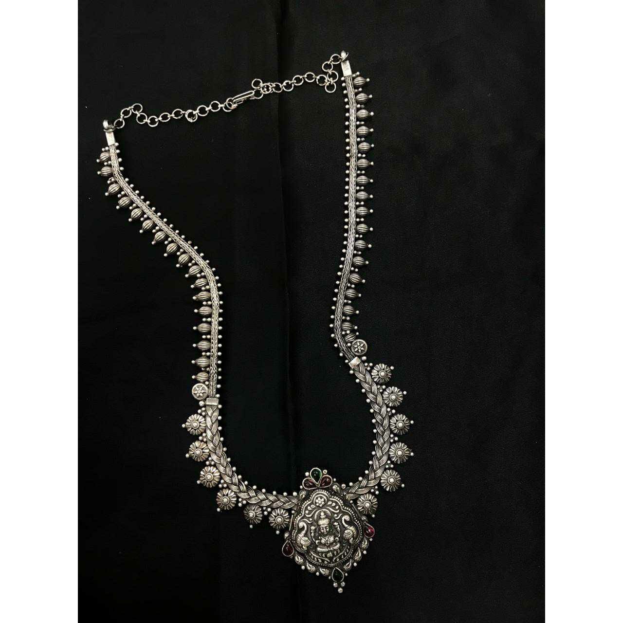 92.5 Sterling Silver Big Size Oxodize Necklace Set Ms-3956