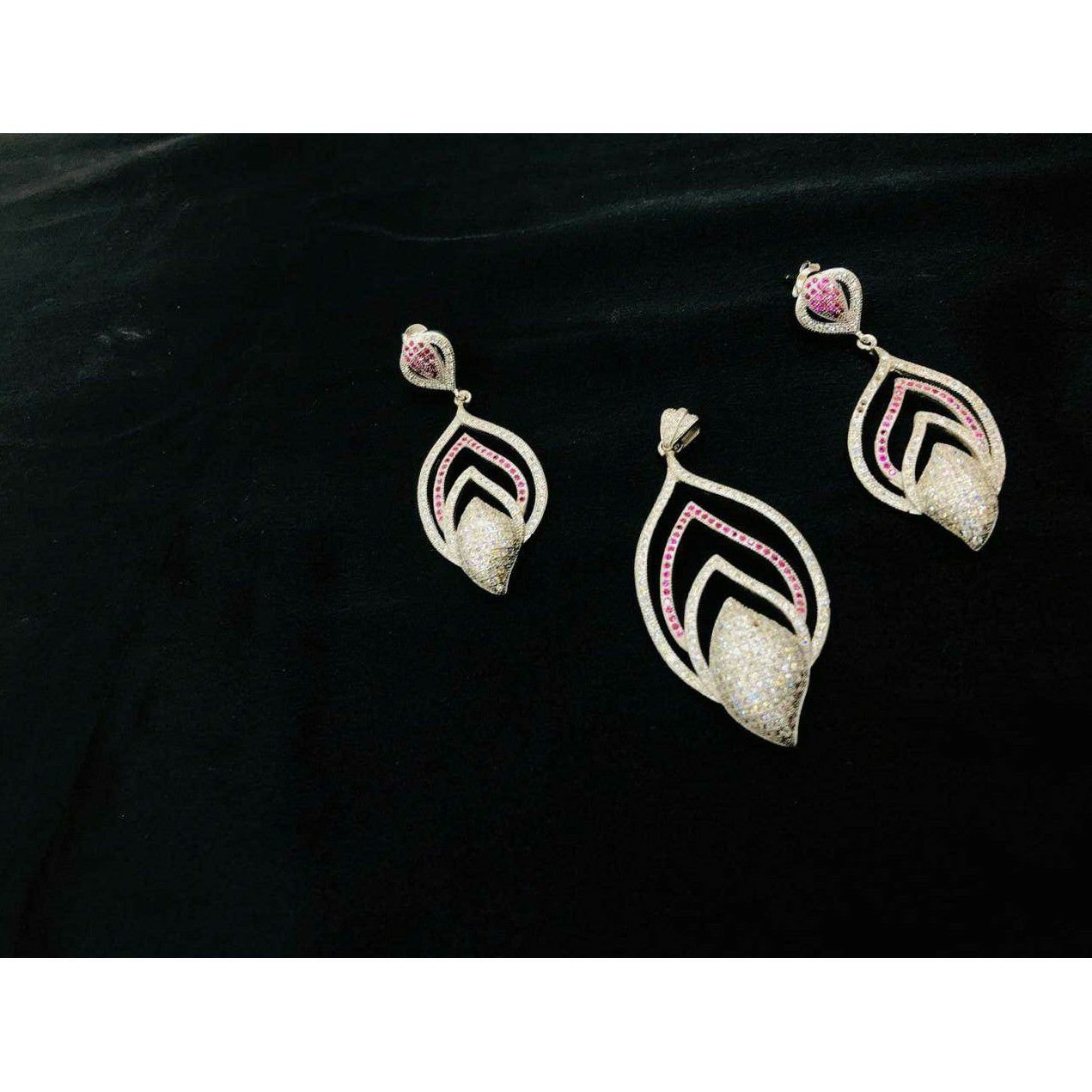92.5 Sterling Silver Semi Micro Pendant Set Ms-3837