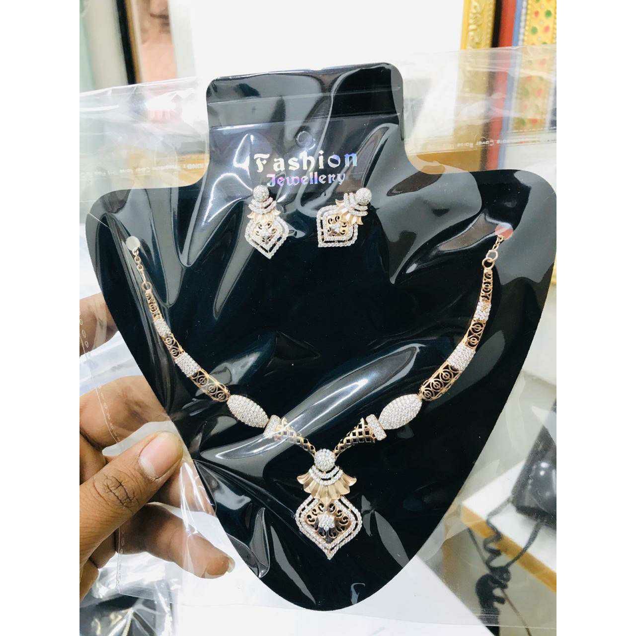 92.5 Sterling Silver Rose Gold Micro Oxodize Necklace Set Ms-3779
