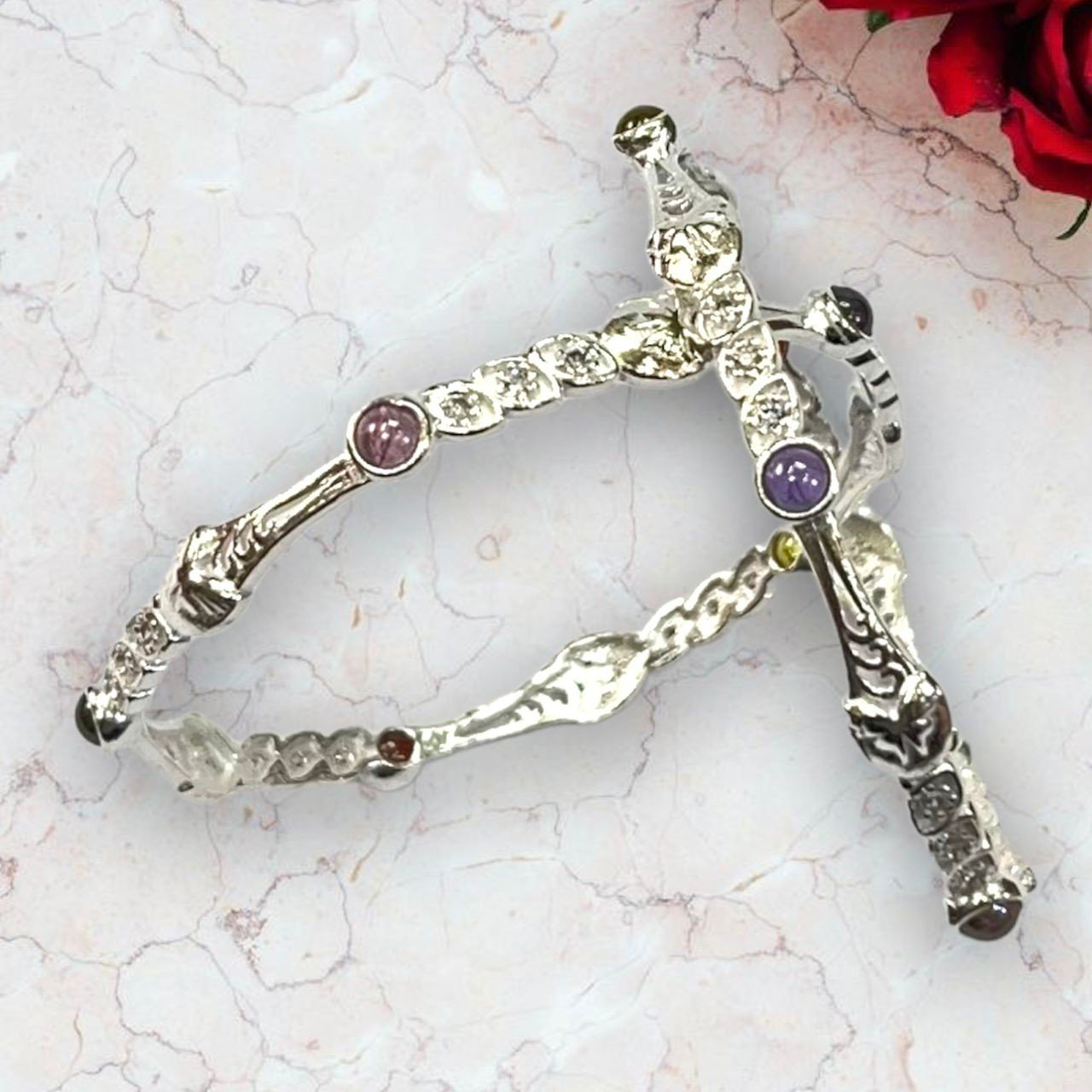 925 Silver Fancy Micro Bangles