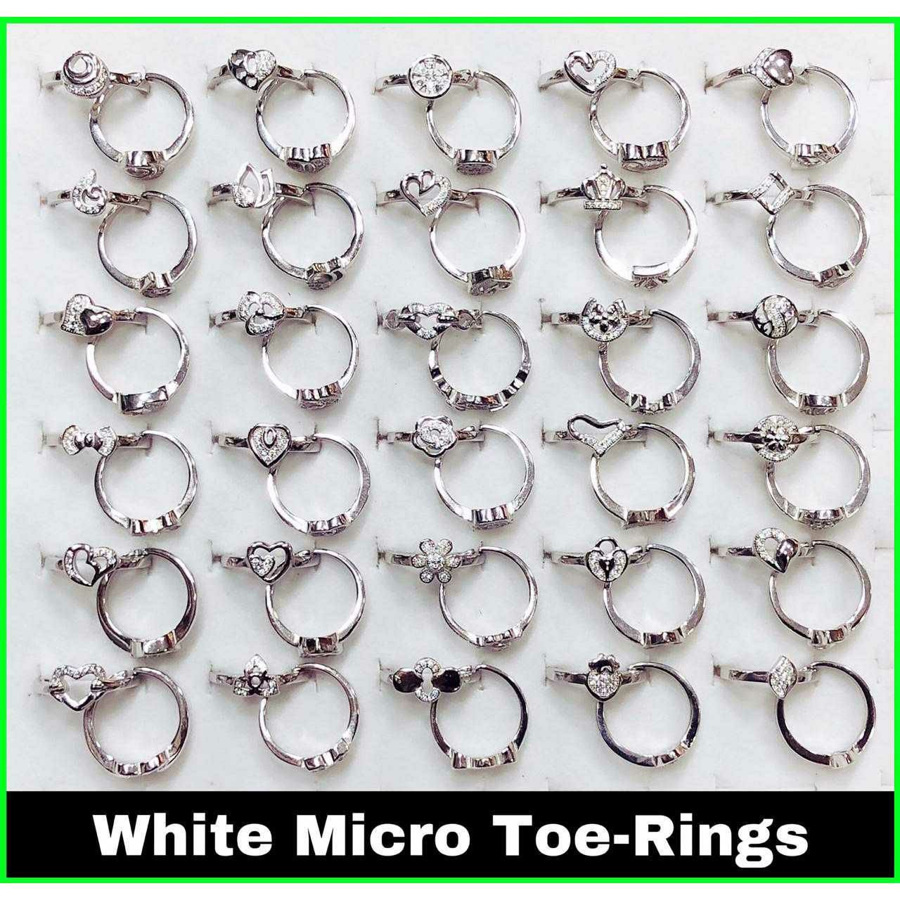 92.5 Sterling Silver White Micro Heart Toe Ring Ms-3558