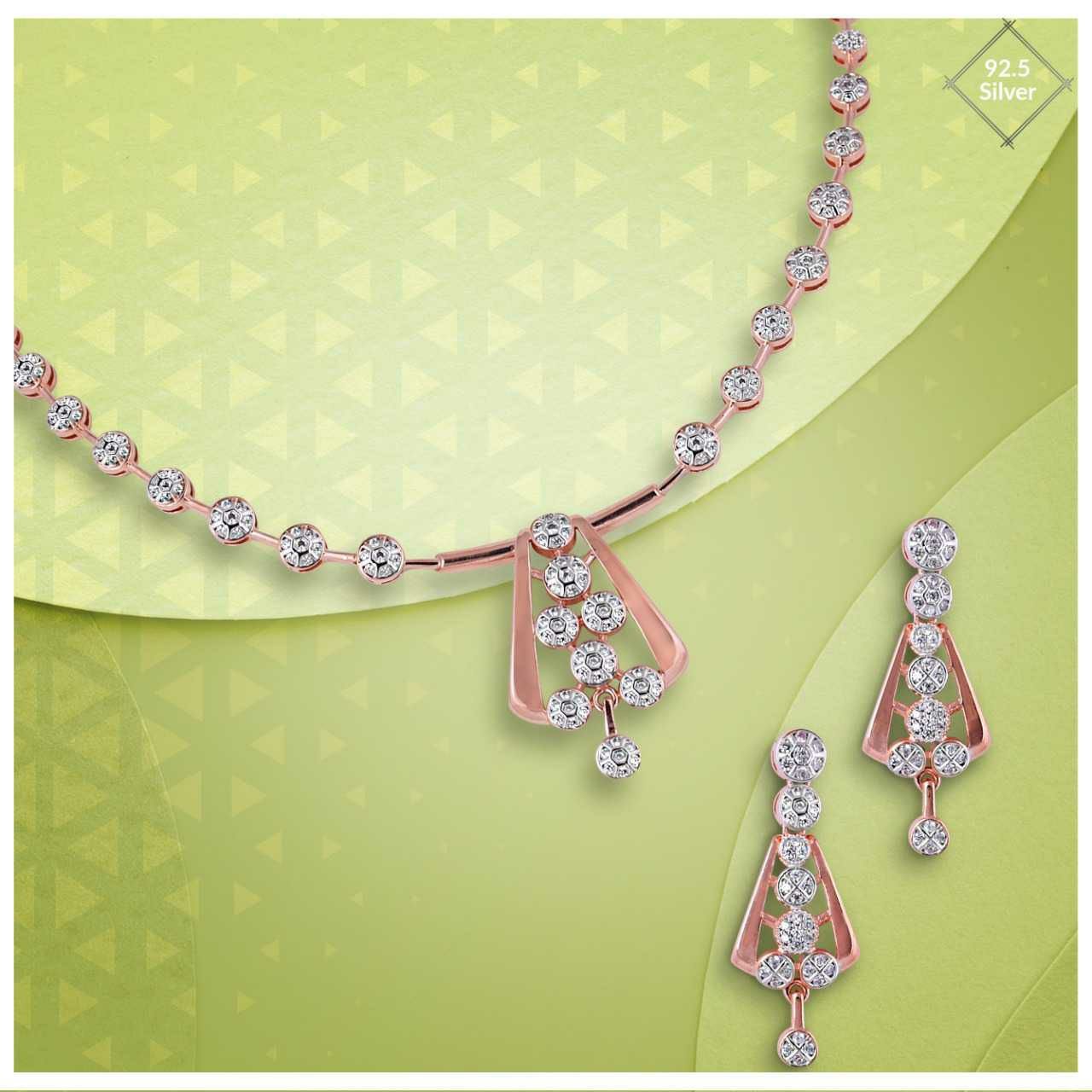 92.5 Sterling Silver Overseas Necklace Set Ms-3721