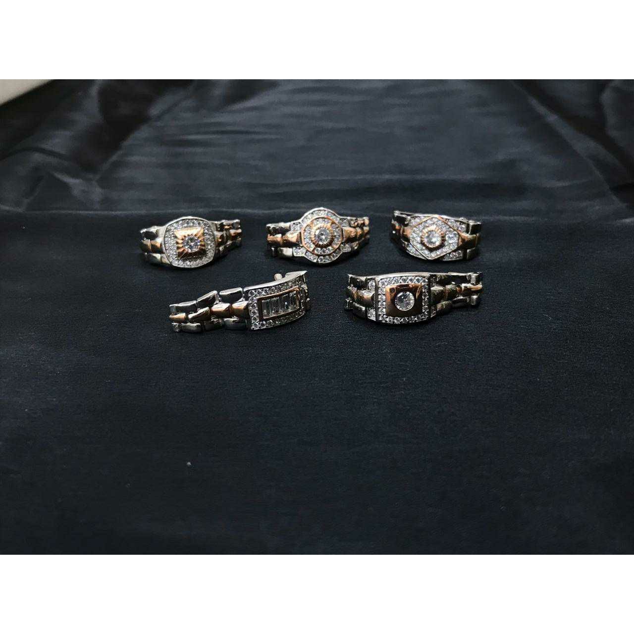 92.5 Sterling Silver Rose Gold Rodyam Rolex Belt Ring Ms-3906