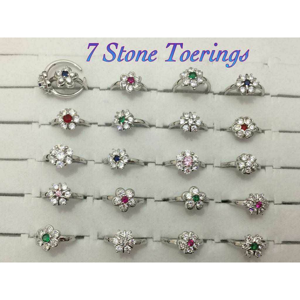 92.5 Sterling Silver 7(Seven) Stone Toe Ring(Bichiya) Ms-3157