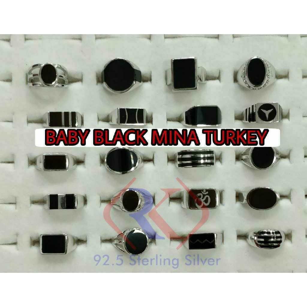 92.5 Sterling Silver Baby(Kids,Children) Black Mina Turkey Ring Ms-2855