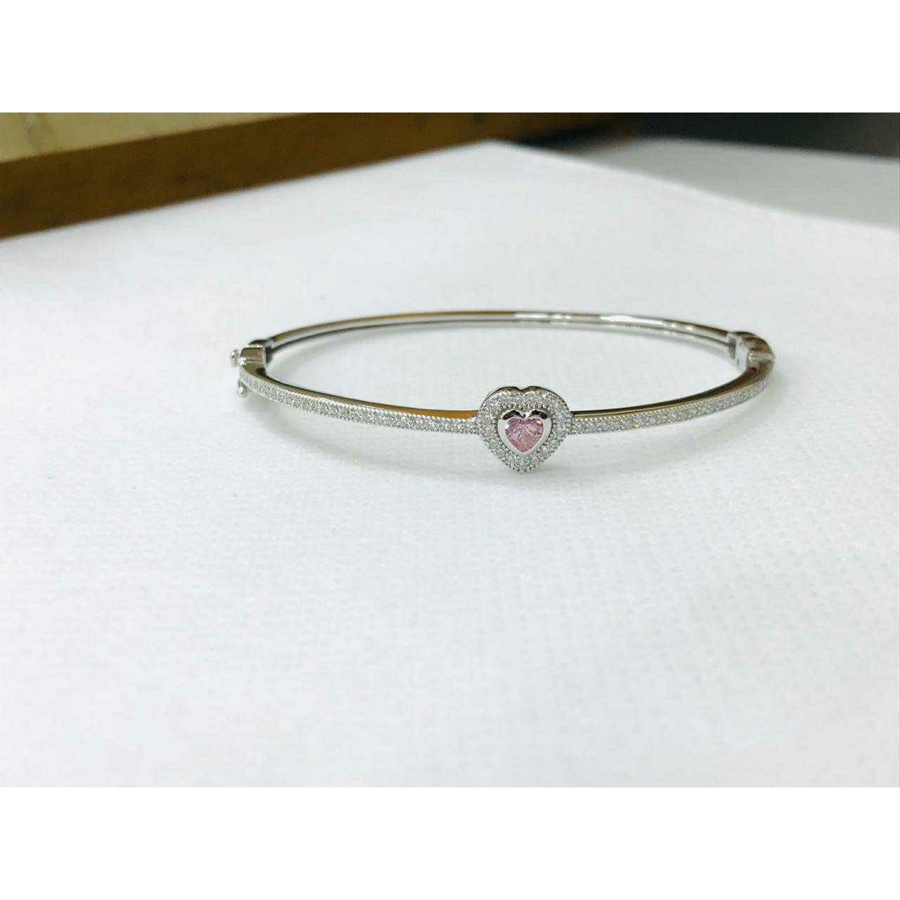 92.5 Sterling Silver Super Nice Heart Shape Pis Round Bracelet Ms-3050