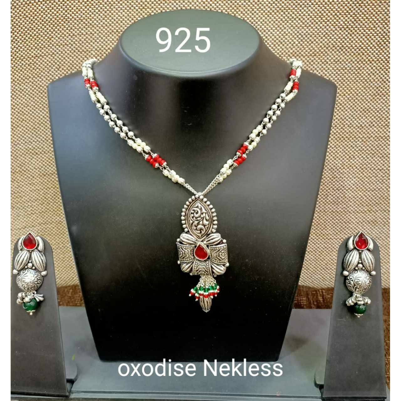 92.5 Sterling Silver Bol Pipe Necklace Set Ms-3620