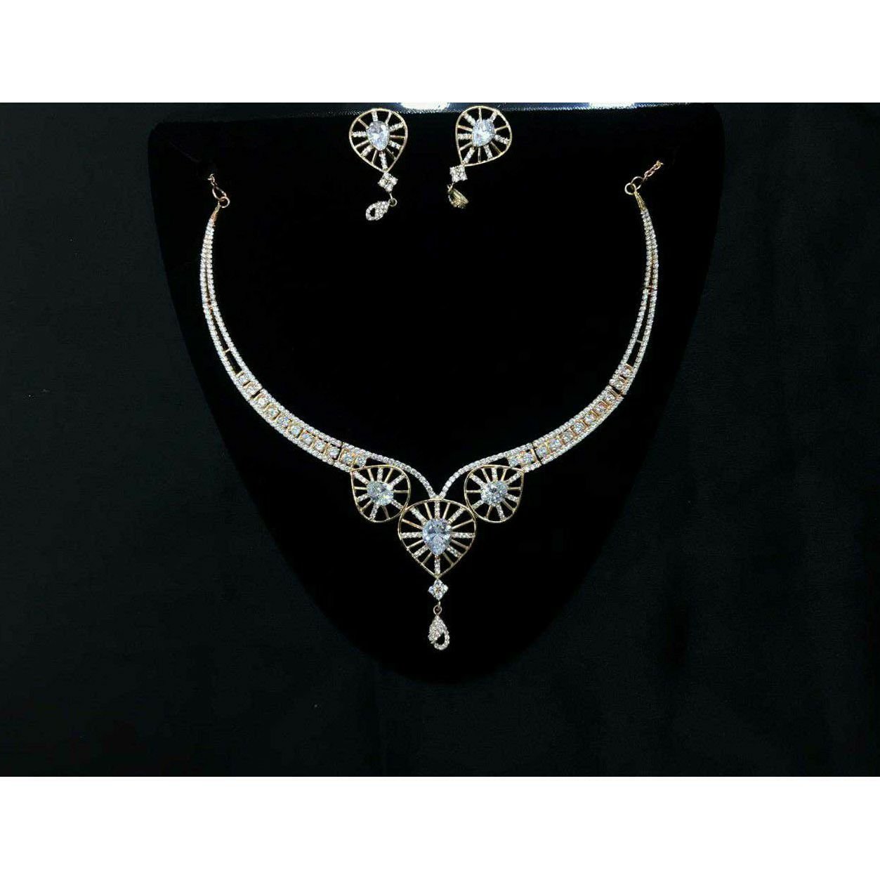 92.5 Sterling Silver Heart Shape Necklace Set Ms-3935