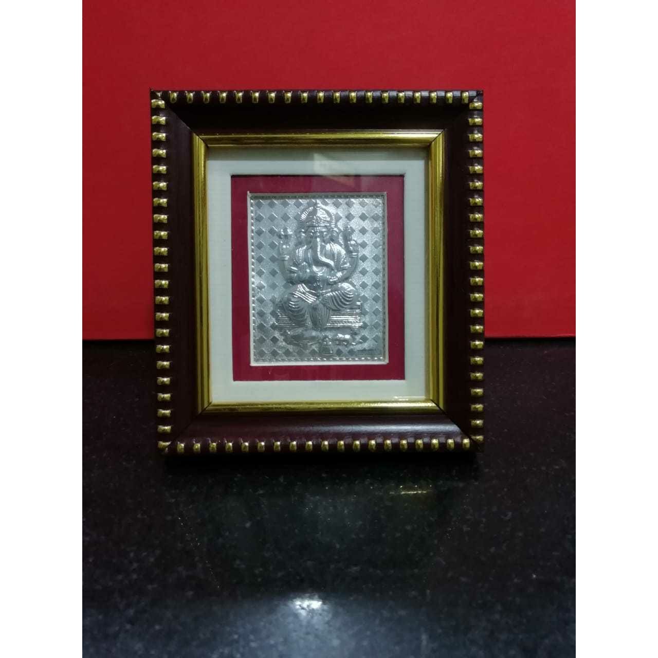 Silver Cholel Nakshi Dull Finishing Ganpatiji Frame Murti(Bhagvan,God,Idols) Ms-2233